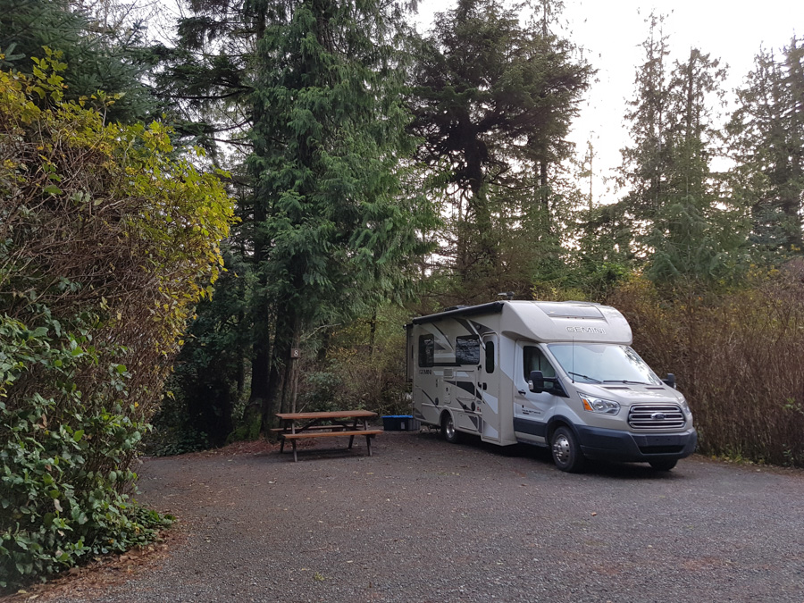 Our Thor Gemini in Crystal Cove Campground and Resort in Tofino, BC