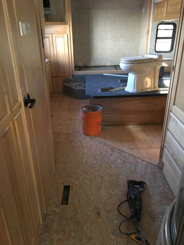 Floors in the bedroom of our Monaco after removal
