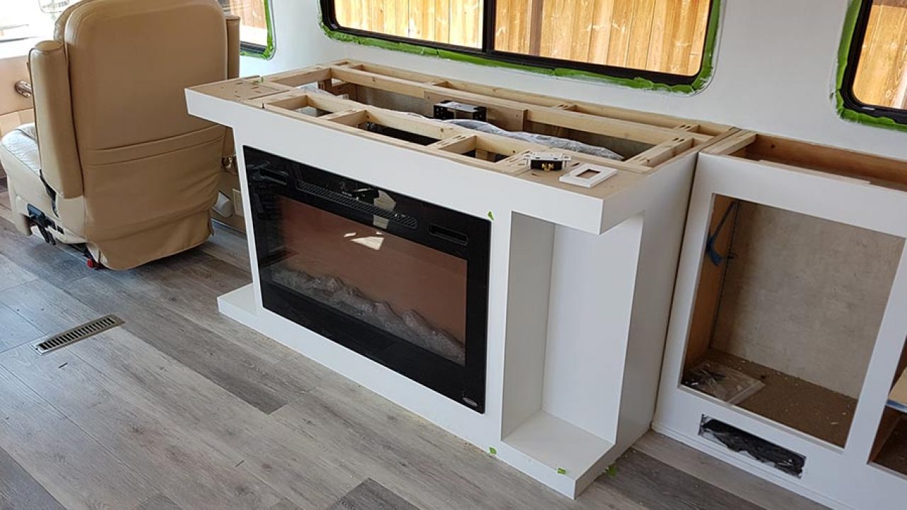 Rv Media Center With Fireplace And Tv Lift Explorking