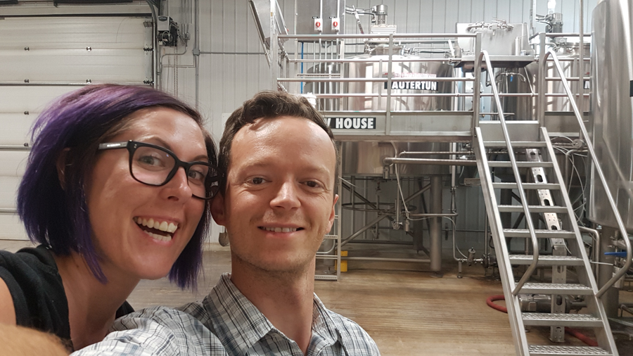 Leanne and Kevin in the Farmery Brewery