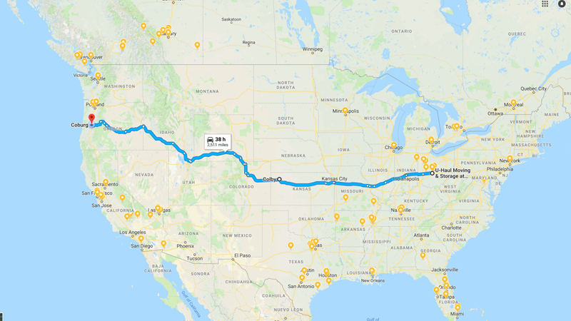 Map from Ohio to Coburg