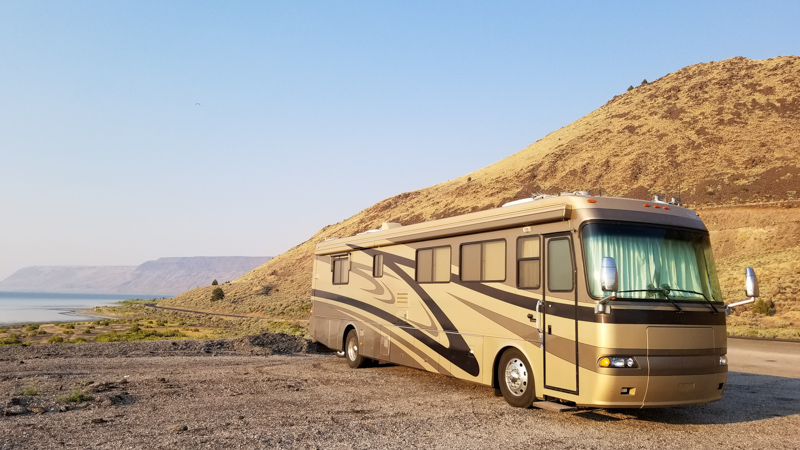 Explorker2 parked at Lake Abert in Oregon