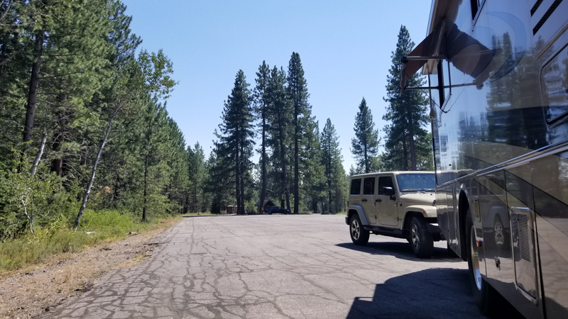 Parked at Annie Creek Sno-Park on a sunny day