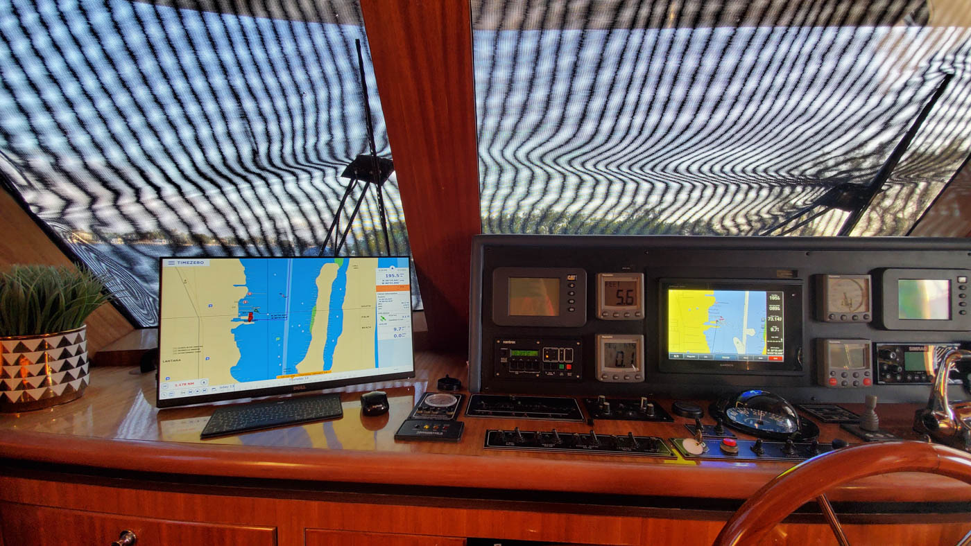 Pilothouse on trawler Patience with TimeZero